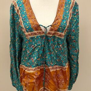 Arnhem Teal and Orange Floral Blouse
